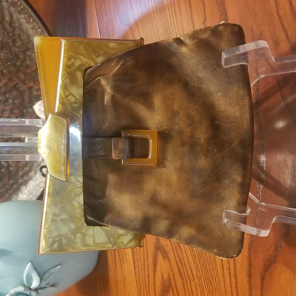 Vintage leather & Bakelite handbag